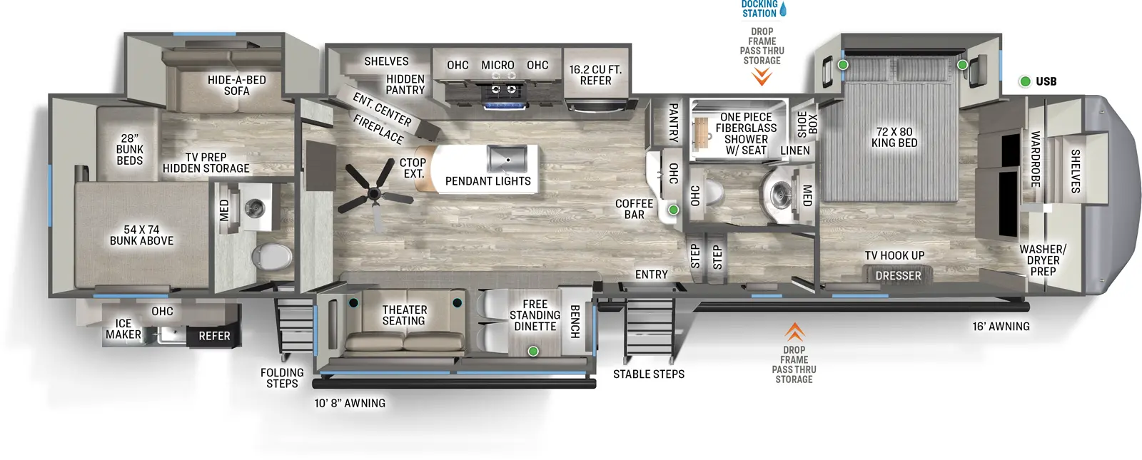 Sierra Fifth Wheels 3880BH Floorplan